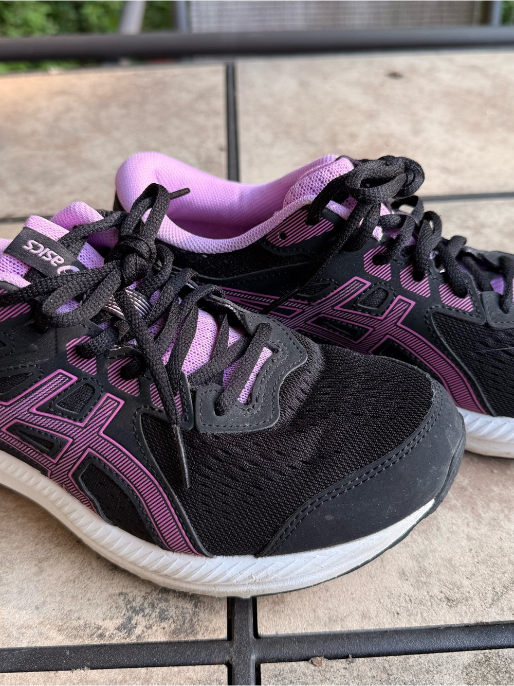 ASICS Black and Purple Women's Athletic Running Shoes.